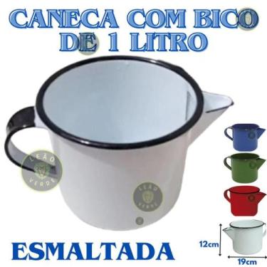 Imagem de Caneca Esmaltada de 1 Litro com Bico e Alça Caneca Fervedor Retro - me