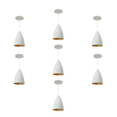 Imagem de Kit 7 Luminária Pendente Bala Nova Com Interior Cobre Com Fiação 110/2