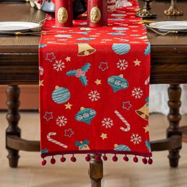 Imagem de Caminho de mesa de Natal decoração de mesa de jantar de Natal para decoração de festa em casa 33 x 180 centímetros