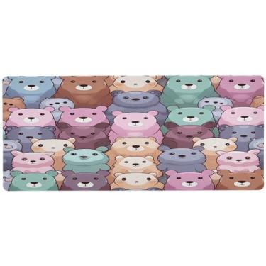 Imagem de Wassud Mouse pad com estampa de ursinhos fofos para jogos com base de borracha antiderrapante, mouse pad longo com borda costurada, à prova d'água, grande mesa para escritório, casa, 80 x 39,9 cm