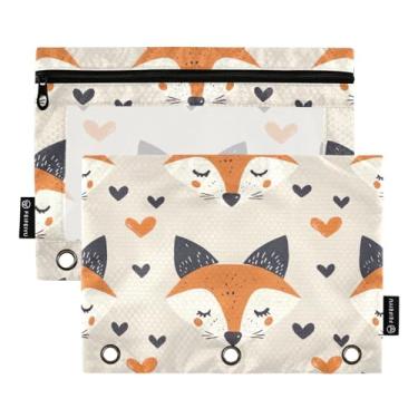 Imagem de Wassud Pastas de fichário com 3 furos, pastas de bolso com desenho animado, raposa, organizadora, pasta de arquivo para escritório em casa, pacote com 2