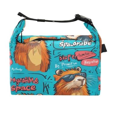 Imagem de STAYTOP Lancheira fofa capivara com fivela de alça, lancheira isolada para meninos e meninas, lancheira térmica para trabalho escolar