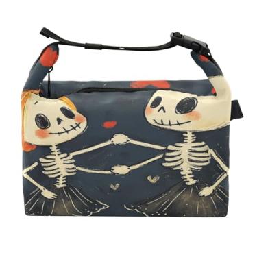 Imagem de STAYTOP Lancheira Love Heart Skull com fivela de alça, lancheira isolada para meninos e meninas, lancheira térmica para trabalho escolar