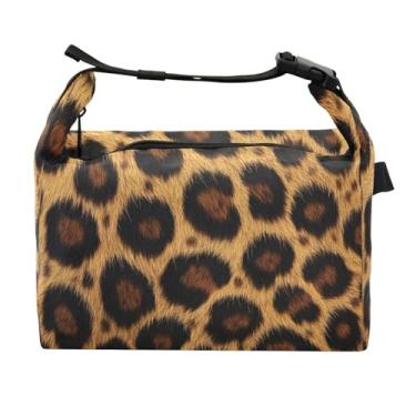 Imagem de STAYTOP Linda lancheira com estampa de leopardo marrom com fivela de alça, lancheira isolada para meninos e meninas, lancheira térmica para trabalho escolar