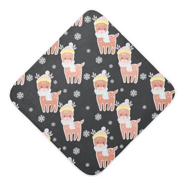 Imagem de Burbuja Toalha de banho de bebê com flocos de neve de veado - Toalha com capuz de musselina macia e absorvente para recém-nascidos, 76 x 76 cm