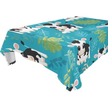 Imagem de Burbuja Toalha de mesa de folhas de vaca, toalha de mesa quadrada anti-rugas grossa para decoração de jantar, cozinha, festa, 152 x 152 cm