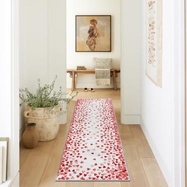 Imagem de Artoid Mode Tapete de área de Dia dos Namorados Red Love Hearts, decoração de casa de aniversário, discreto, antiderrapante, lavável, para entrada, quarto, sala de estar, lavanderia, interior, 6 x 1,8