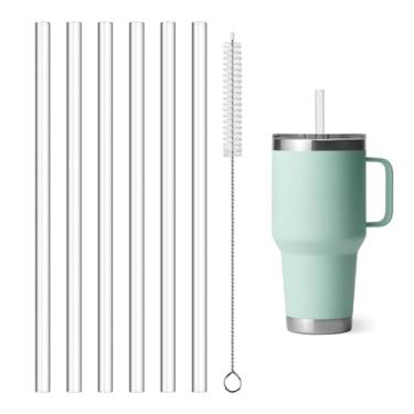 Imagem de Canudo reutilizável para copo YETI de 1000 ml – Canudo longo de substituição para copo Yeti Rambler de 1000 ml com alça e caneca de café de 850 g – Conjunto de 6 peças com 1 escova de limpeza – Seguro