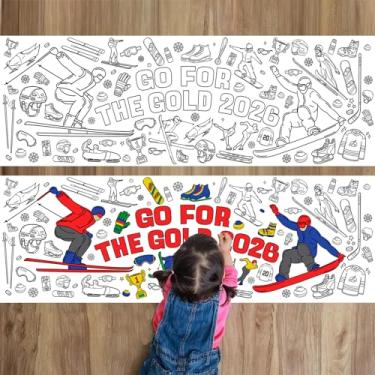 Imagem de Know me Pôster de colorir de jogos de esportes de inverno para crianças 2026 pôster colorido gigante para colorir toalha de mesa para meninos e meninas festa de aniversário lembrancinha