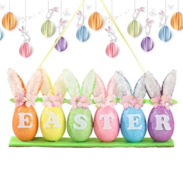 Imagem de Decorações De Ovos Da Páscoa | Artigos para Festas de Primavera,Enfeites de Primavera com Coelhos e Ovos - Centro de Mesa 6 Peças para Casa Escritório Quarto Restaurante Prateleira Parede Árvore