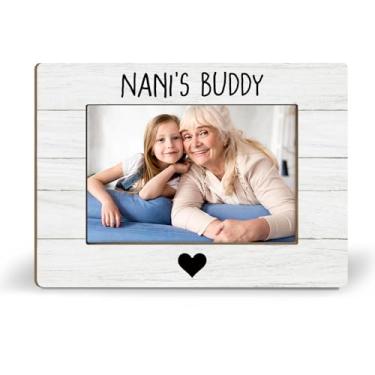 Imagem de iEFEY Porta-retratos de presente Nani 21 x 14 cm, presentes Noni de netos, netos, mães, presente de aniversário, melhor avó, porta-retratos de madeira, serve para 10 x 15 cm para decoração de mesa de