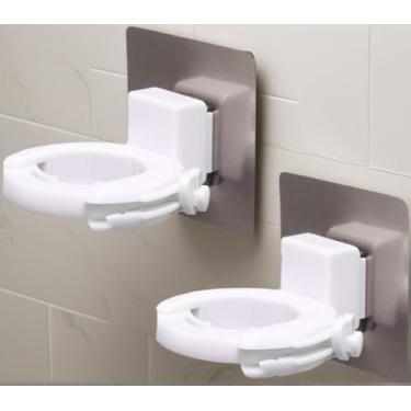 Imagem de Pacote com 2 suportes de gel de banho montados na parede – Rack de braçadeira de garrafa sem broca para xampu, dispensadores de sabão e organização de banheiro, prata