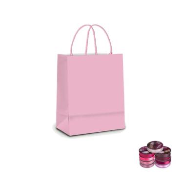Imagem de Kit Sacola de Papel Cores G 32x26cm Cromus Com Fita Cetim 22mm 50 Metros
