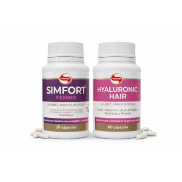 Imagem de Kit Vitafor Simfort Femme 30cps + Hyaluronic Hair 60cps Saúde intestinal, beleza e bem-estar em um único combo