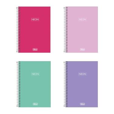 Imagem de Caderno capa plástica 1/4 80 folhas Neon Cores Feminino - Tilibra
