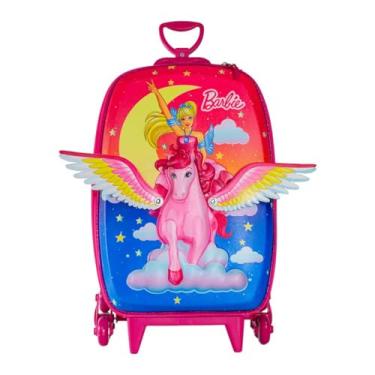 Imagem de Mala Infantil 3D Multicolorida com Rodinhas, 40x20x30cm, 20 Litros, EVA e Poliéster, Design Cavalo Alado, para Crianças 3 Anos