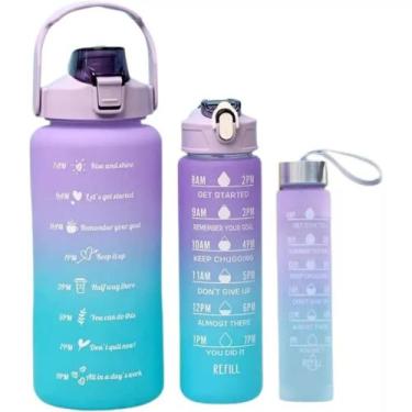 Imagem de Garrafas Squeeze Kit 2 Litros + 900ML + 300ML Motivacional Academia Ad