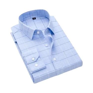 Imagem de Camisa Masculina De Manga Longa Xadrez Clássica Formal Casual Macia Co