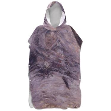 Imagem de Joisal Poncho de surfe trocador de roupão para adultos toalha de natação com capuz plus size masculino poncho com capuz arte de pintura impressionista