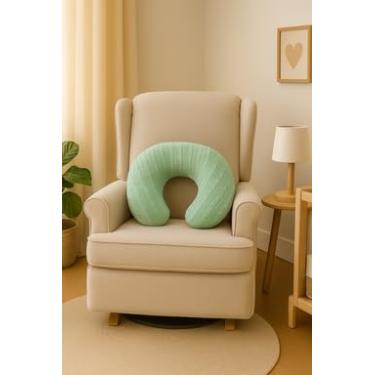 Imagem de Almofada de Amamentação Tricot em U Verde 37 x 45 x 13 cm, Hipoalergênica, Enchimento Siliconado, Design Anatômico, Apoio para Bebê