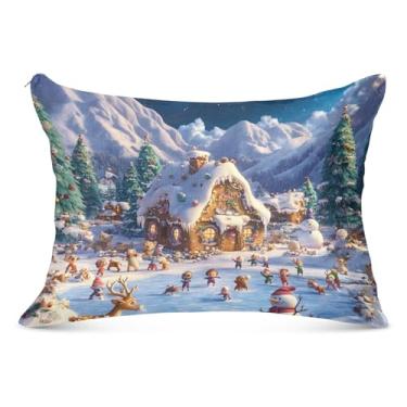 Imagem de Fronha decorativa do país das maravilhas do inverno com zíper estampa fofa padrão queen king size fronhas para cama de sofá de casa, tamanho padrão, 51 x 66 cm
