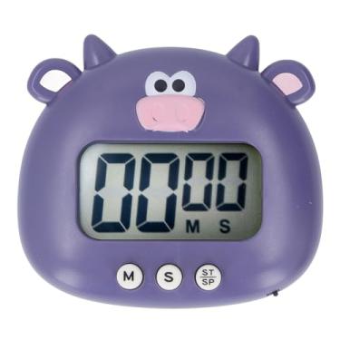 Imagem de Alomejor Temporizador de Cozinha Digital, Temporizador de Contagem Regressiva Com Design de Animais de Desenho Animado, para Cozinhar Em Família, Aprendizagem de Crianças (Vaca Roxa)
