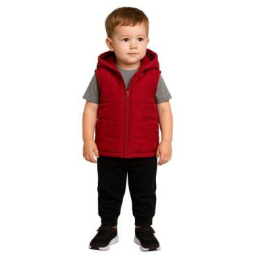 Imagem de Colete Malwee Kids Blusa Infantil Vermelha Com Forro E Capuz, Vermelho