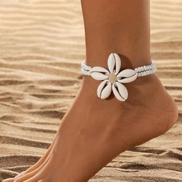 Imagem de Pulseira feminina de tornozelo com flor branca, rosa, preta, acessórios de joias de praia, férias de verão, presentes de amizade ajustáveis para mulheres, presentes de Natal, dia dos namorados, Medium