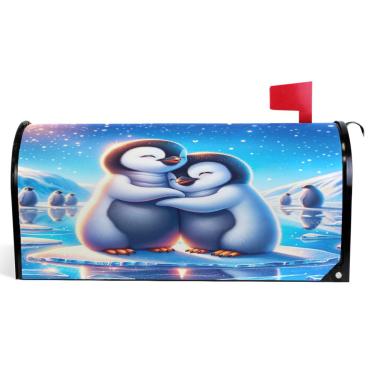 Imagem de TSENQUE Capas decorativas para caixa de correio magnética, dia dos namorados, pinguins animais, primavera, caixa de correio, envelopes, vinil, casa de fazenda, decoração de caixa de correio, tamanho