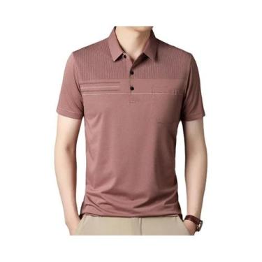 Imagem de Camisas polo coreanas para homens, camisas casuais de manga curta slim