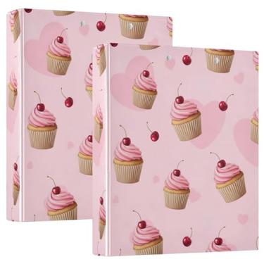 Imagem de 3 fichários de cerejas para cobertura de cupcakes rosa, 3 cm, 200 folhas, porta-fólio decorativo, fichário de receita, 31,5 x 27 x 6 cm, 1 pacote