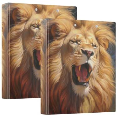 Imagem de Fichário Majestic Lion Animal com 3 anéis de 3 cm comporta 200 folhas, fichário de prancheta, anel redondo, 31,5 x 27 x 6 cm, pacote com 2