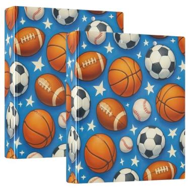 Imagem de Bolas de basquete fofas personalizadas azuis 3 anéis fichários de 3 cm comporta 200 folhas, 3 pastas de anéis, 31,5 x 27 x 6 cm, 1 pacote