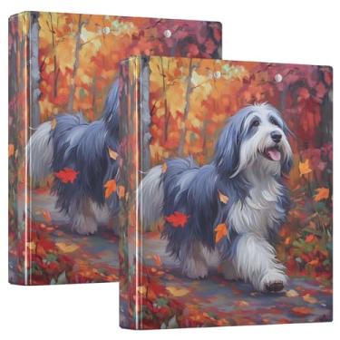 Imagem de Fichário de cachorro salsicha outono floresta caminho 3 anéis comporta 200 folhas, caderno floral redondo, 31,5 x 27 x 6 cm, 1 pacote