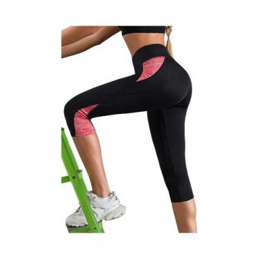 Imagem de Leggings De Yoga De Cintura Alta Com Bloco De Cores Para Mulheres, Cal