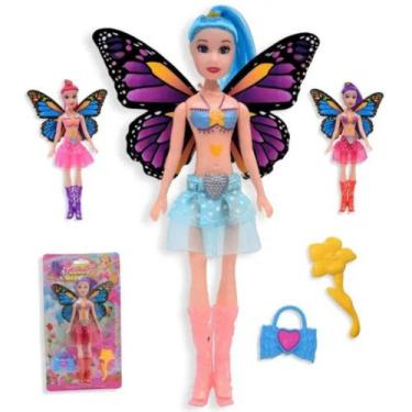 Imagem de Boneca Fada Borboleta Com Asas E Acessórios Bolsinha Pente - PANAMI