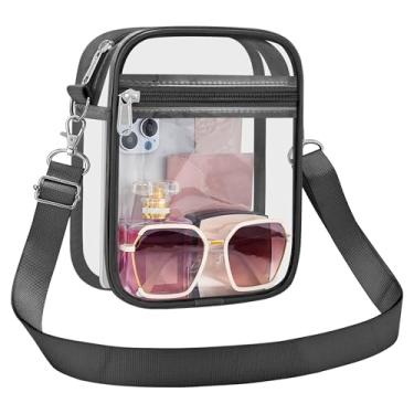 Imagem de UEASE Bolsa transparente aprovada pelo estádio para mulheres, bolsa transversal transparente para eventos em estádios, shows, festivais, Cinza carvão, Large
