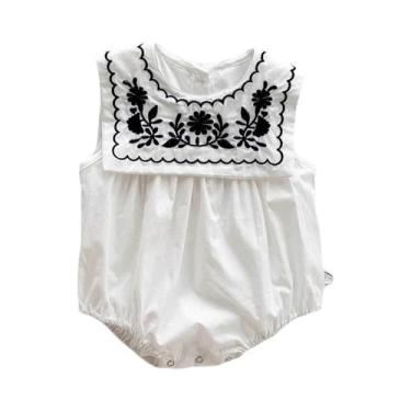 Imagem de Onesies sem mangas de uma peça de bebê, macacão bordado, roupas de ver