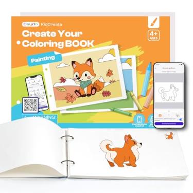 Imagem de Caydo Crie seu próprio livro de colorir para crianças com o aplicativo | Substitua livros fixos | 40 folhas de papel de desenho sem ácido de 160 gsm (em branco) | 140 estampas | Presentes de Natal e