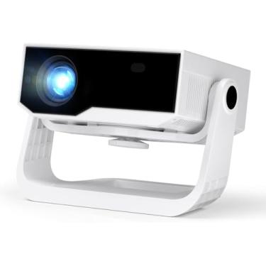Imagem de Wielio Projetor com WiFi e Bluetooth, mais de 1000 aplicativos instalados, foco eletrônico e pedra angular automática, baixo ruído do ventilador, zoom, suporte nativo 1080p 4K, mini projetor de vídeo