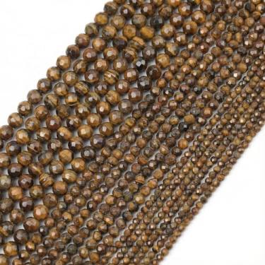 Imagem de THRELE Contas naturais de olho de tigre, 3 mm, 120 peças, pequenas pedras preciosas soltas redondas facetadas para fazer joias faça você mesmo, pulseira e colar artesanal, com cartão de tamanho