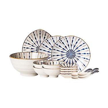 Imagem de Prato de jantar, 16 peças, estilo fogo-de-artifício, elegante, conjunto de pratos de jantar de cozinha, durável, reutilizável, conjunto de pratos de jantar de cerâmica, serviço para 2 pratos de jantar