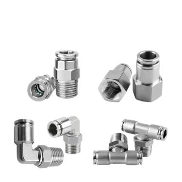 Imagem de PC PCF PL PB 304 Aço Inoxidável Acoplamento Rápido Mangueira de Traquéia 1/8 1/4 3/8 1/2 M5 Rosca Interna Rosca Externa (12-03, PL)