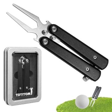 Imagem de Ferramenta de reparo de divotos de golfe, garfo de liga de golfe dobrável de metal 2025, ferramenta de divô de golfe com abridor de garrafa, acessórios de golfe essenciais para homens e mulheres