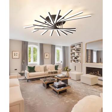 Imagem de Luminária de teto LED linear moderna, dimerizável de 3000 a 6000K, luminária pendente de embutir preta, luminária de teto dourada, para quartos, cozinhas, salas de jantar e áreas de serviço