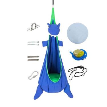 Imagem de Cadeira de balanço de rede – Assento de suporte estável – Balanço para crianças | para sala de jogos interna, ao ar livre, quintal, pátio, acampamento, meninas, meninos, crianças, casa de brinquedo