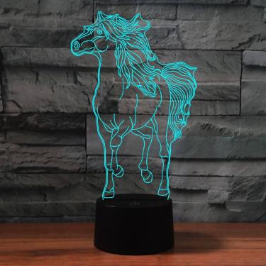 Imagem de Luz noturna LED 3D para cavalos que mudam de cor para crianças com base