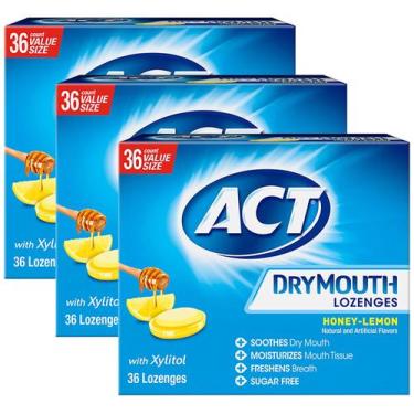 Imagem de Pastilhas para boca seca ACT, mel e limão, xilitol, sem açúcar, 108 ct