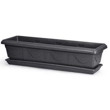 Imagem de Vaso Jardineira com Prato 80 cm Nutriplan cor, Preto