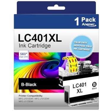 Imagem de Anemec Cartuchos de tinta preta LC401 XL de alto rendimento de substituição para Brother LC 401 XL 401XL LC401BK LC401 cartuchos de tinta funcionam com a impressora Brother MFC-J1010DW MFC-J1012DW